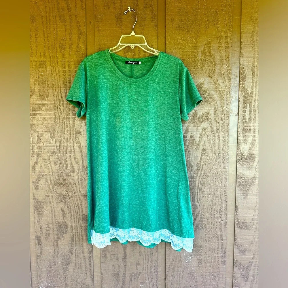 Green Cotton Lace Blouse size XL
